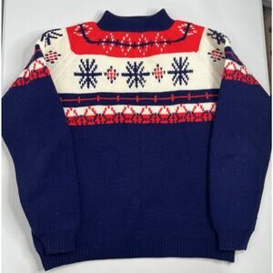 Vintage Towncraft JCPenney Sweater Nordic Ski Snowflakes 70s Retro Size Large